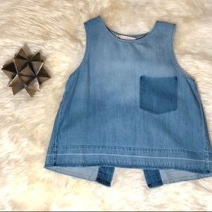Denim Sleeveless Split-Back Top